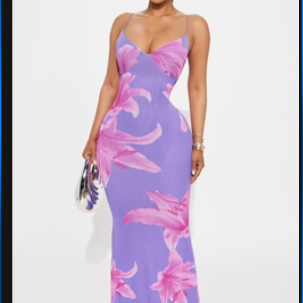 Elegant Purple Floral Women's Dress (Fashion Nova)